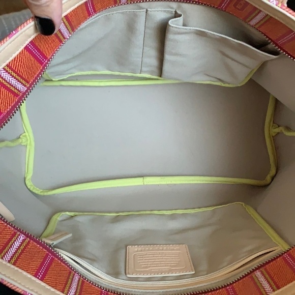 Coach Legacy Weekend Ticking Stripe PVC Zip Tote - Picture 4 of 16